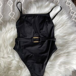 NWT black swimsuit with belt detail